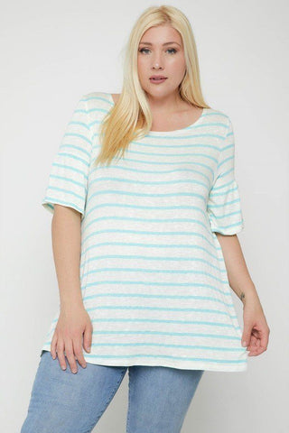 Striped Tunic, Featuring Flattering Flared Sleeve Look Up Deals