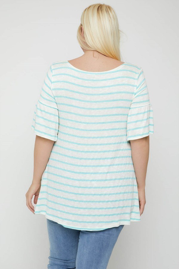 Striped Tunic, Featuring Flattering Flared Sleeve Look Up Deals