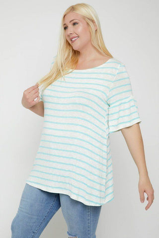 Striped Tunic, Featuring Flattering Flared Sleeve Look Up Deals