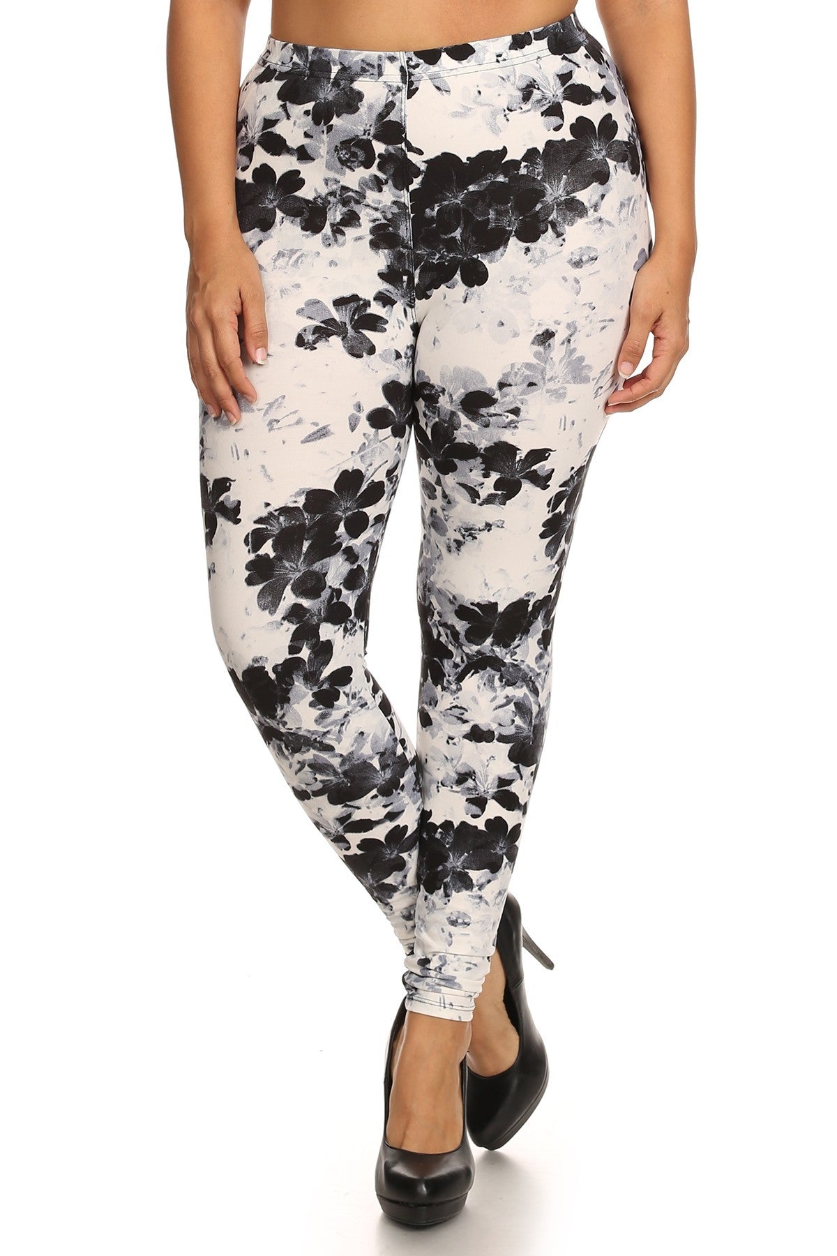 Super Soft Peach Skin Fabric, Floral Graphic Printed Knit Legging With Elastic Waist Detail Look Up Deals