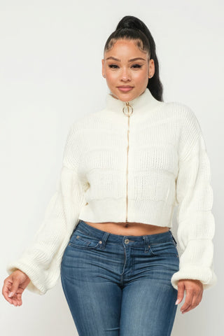 Sweater Top W/ Front Zipper Look Up Deals