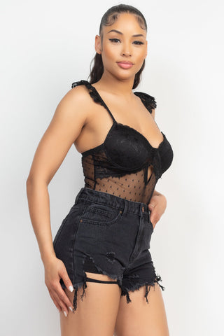 Sweetheart Cut-out Cami Ruffled Bodysuit Look Up Deals