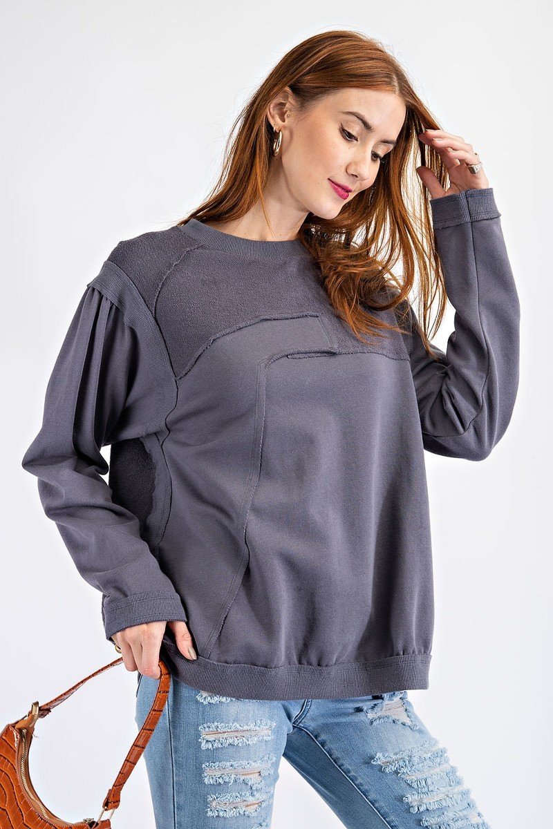 Terry Knit Loose Fit Pullover Look Up Deals