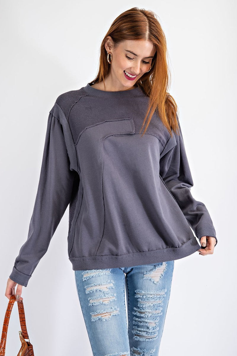 Terry Knit Loose Fit Pullover Look Up Deals