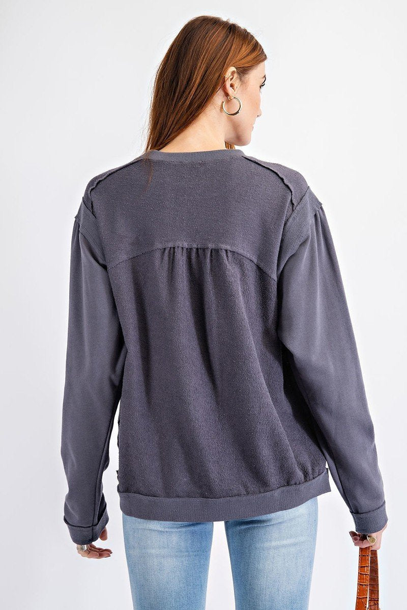 Terry Knit Loose Fit Pullover Look Up Deals