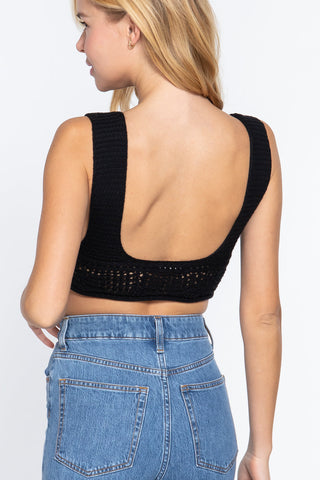 Textured Crop Sweater Tank Top Look Up Deals