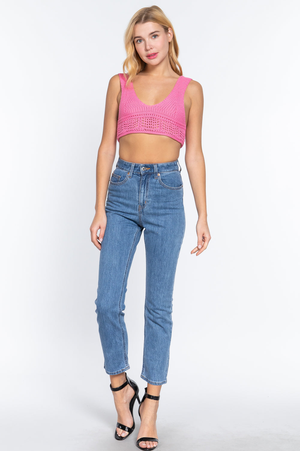 Textured Crop Sweater Tank Top Look Up Deals