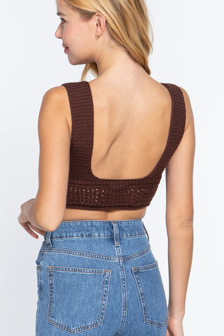 Textured Crop Sweater Tank Top Look Up Deals