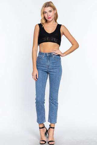 Textured Crop Sweater Tank Top Look Up Deals