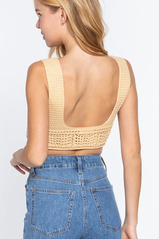 Textured Crop Sweater Tank Top Look Up Deals