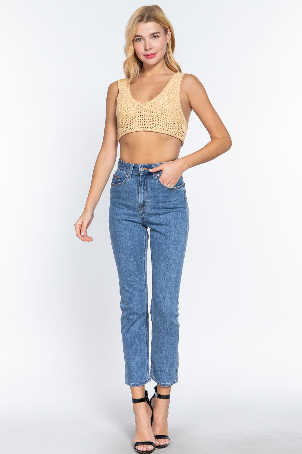 Textured Crop Sweater Tank Top Look Up Deals