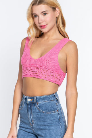 Textured Crop Sweater Tank Top Look Up Deals