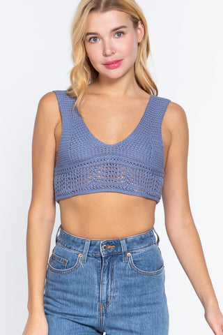 Textured Crop Sweater Tank Top Look Up Deals