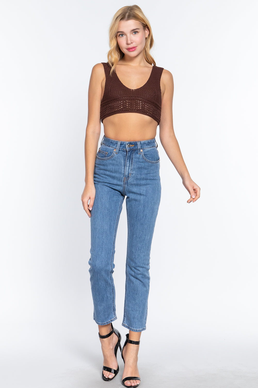 Textured Crop Sweater Tank Top Look Up Deals