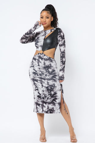 Tie Dye Long Sleeve Midi Dress Look Up Deals