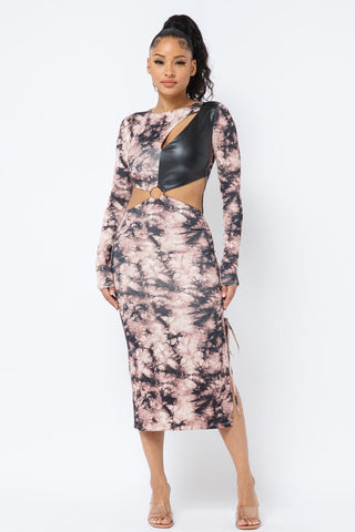 Tie Dye Long Sleeve Midi Dress Look Up Deals