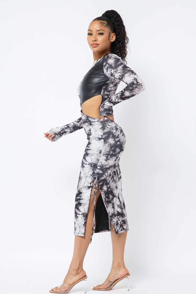 Tie Dye Long Sleeve Midi Dress Look Up Deals