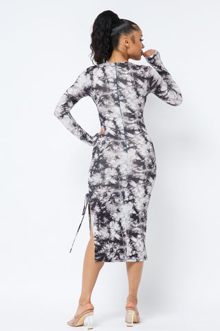 Tie Dye Long Sleeve Midi Dress Look Up Deals