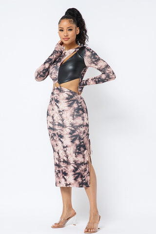 Tie Dye Long Sleeve Midi Dress Look Up Deals