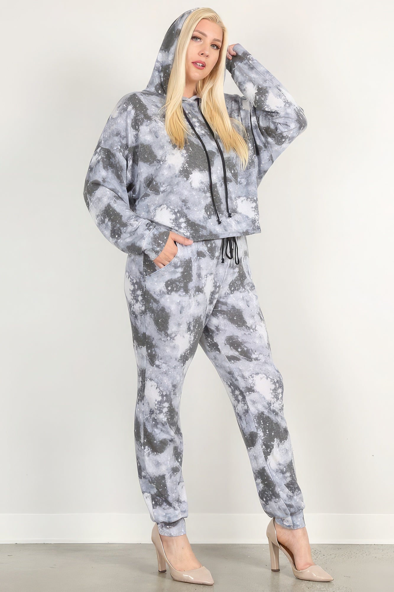 Tie Dye Print Pullover Hoodie And Sweatpants Look Up Deals