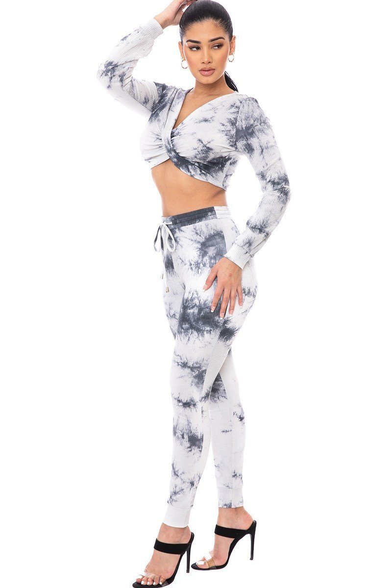 Tie Dye Ribbed Sweater Set Look Up Deals