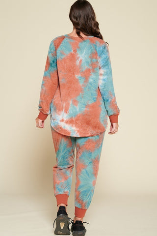 Tie-dye Printed French Terry Knit Loungewear Sets Look Up Deals