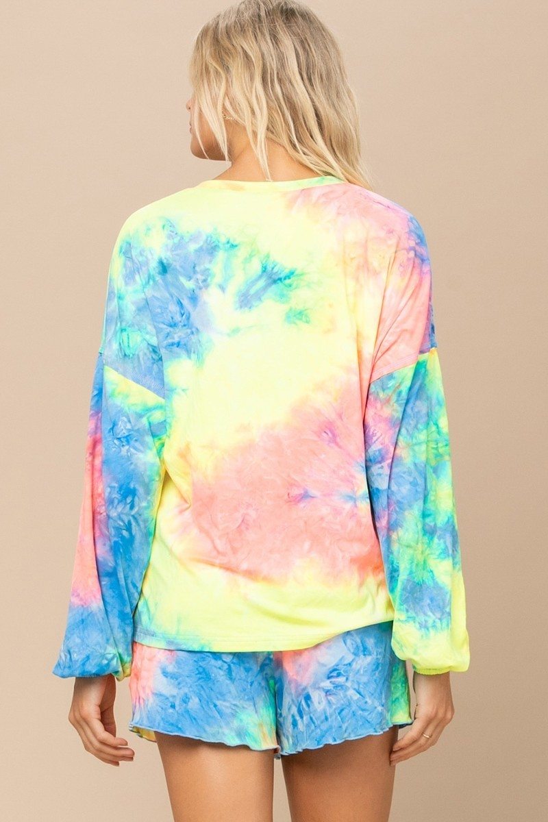 Tie-dye Printed Knit Top And Shorts Set Look Up Deals