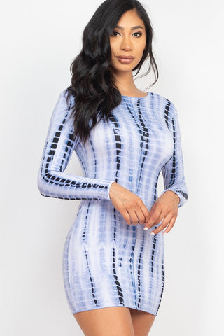 Tie-dye Printed Lettuce Trim Bodycon Dress Look Up Deals