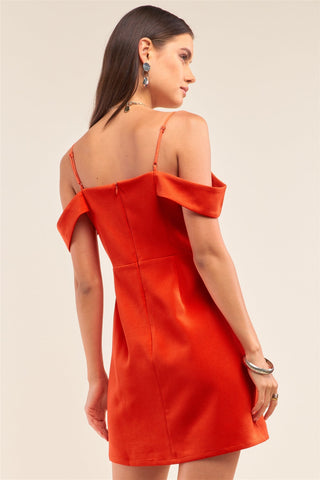 Tomato Red Sweetheart Neck Off The Shoulder Mini Dress Look Up Deals