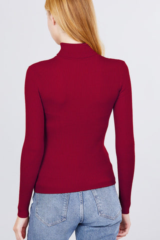 Turtle Neck Viscose Rib Sweater Look Up Deals