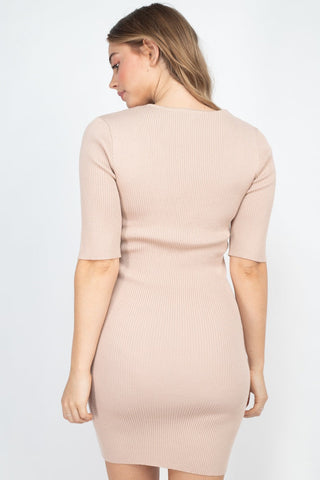 Twist Knot Knit Dress Look Up Deals