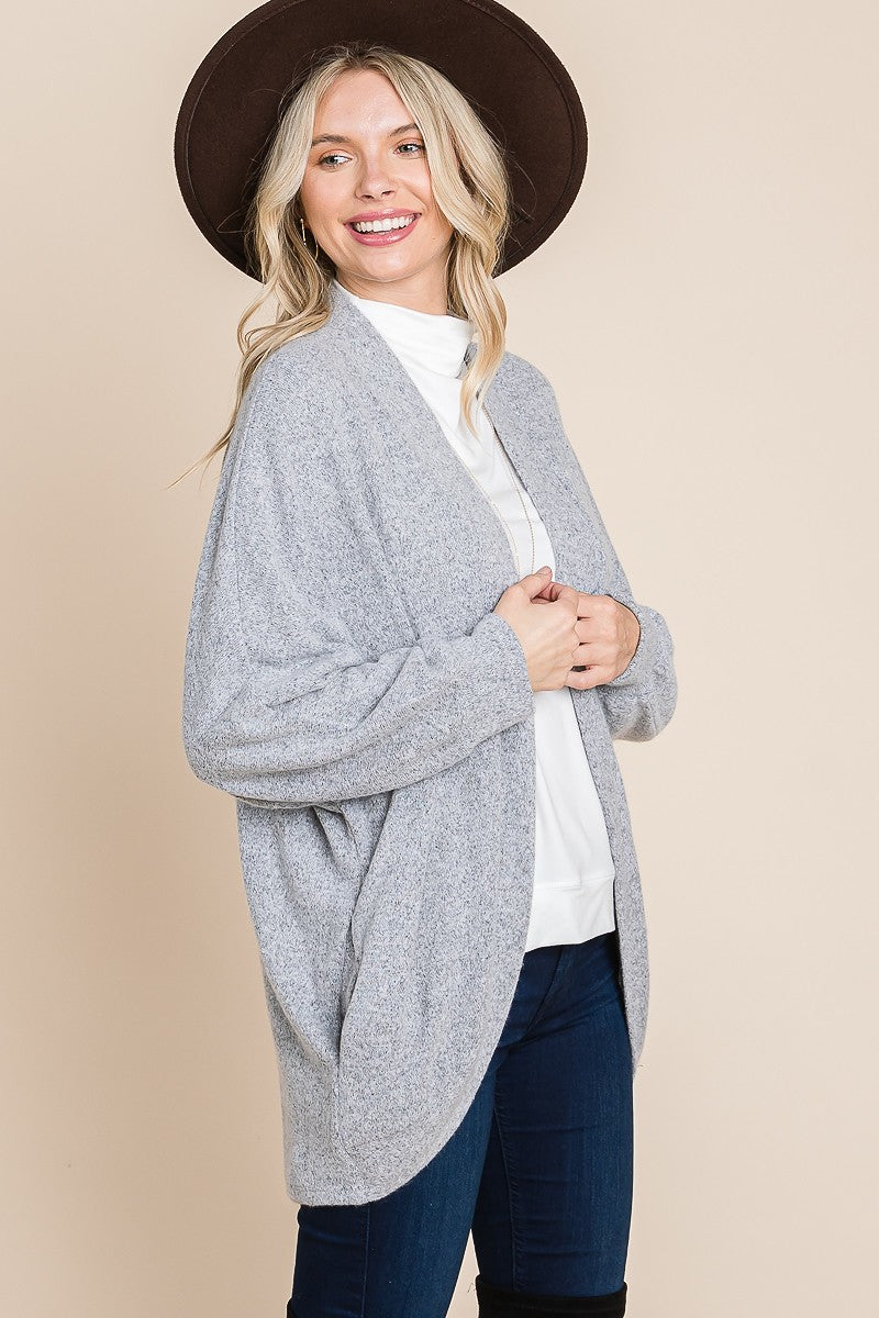 Two Tone Open Front Warm And Cozy Circle Cardigan With Side Pockets Look Up Deals