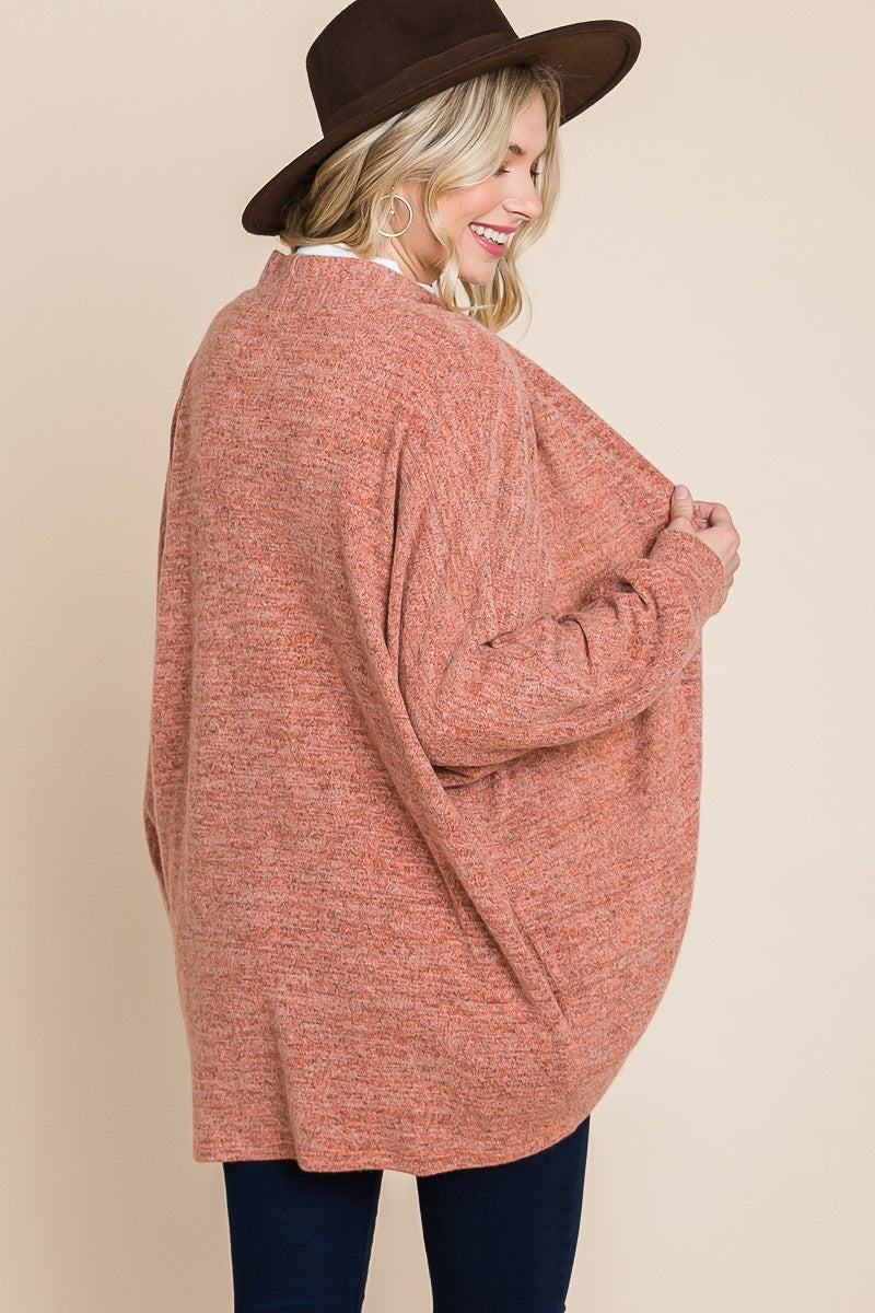 Two Tone Open Front Warm And Cozy Circle Cardigan With Side Pockets Look Up Deals