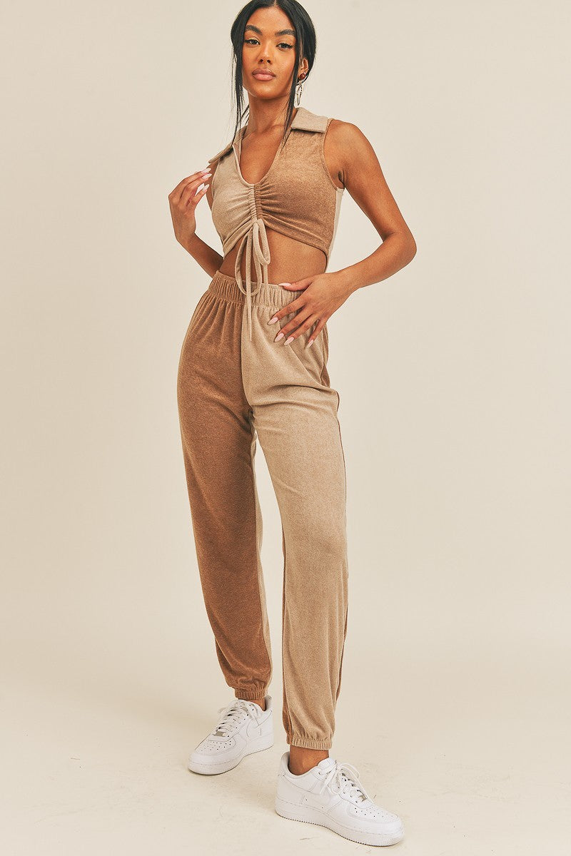 Two-tone Color Two-piece Set Look Up Deals