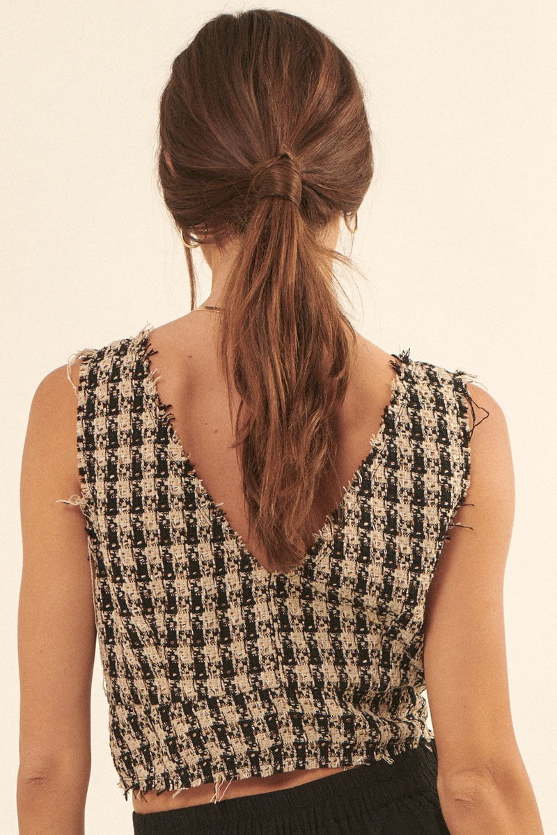 V Neckline Plaid Woven Vest Look Up Deals