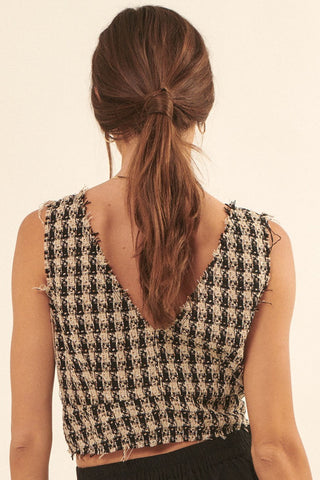 V Neckline Plaid Woven Vest Look Up Deals