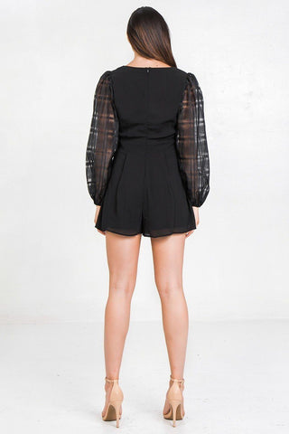 V Neckline Solid Romper Look Up Deals