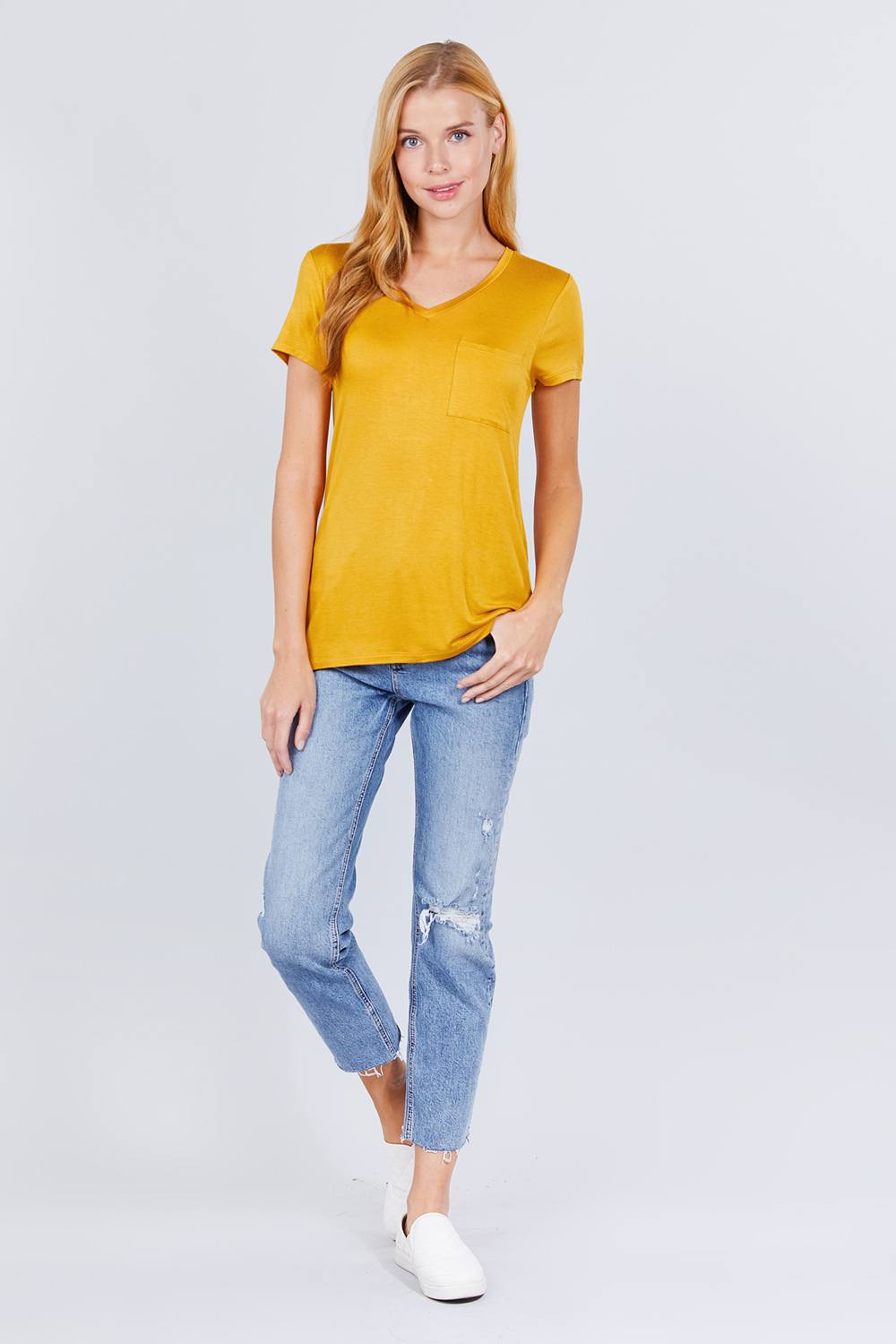 V-neck Rayon Jersey Top Look Up Deals