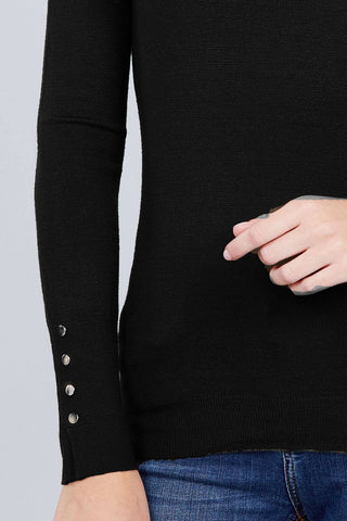 V-neck Sweater W/rivet Button Look Up Deals