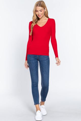 V-neck Viscose Rib Sweater Look Up Deals