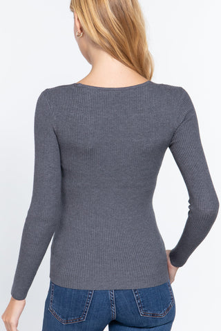 V-neck Viscose Rib Sweater Look Up Deals