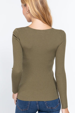 V-neck Viscose Rib Sweater Look Up Deals