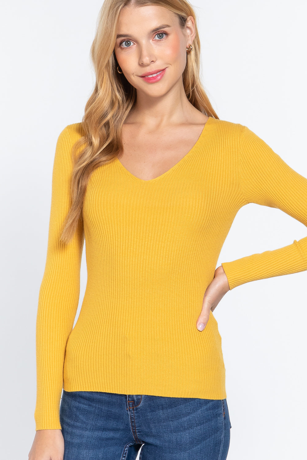 V-neck Viscose Rib Sweater Look Up Deals