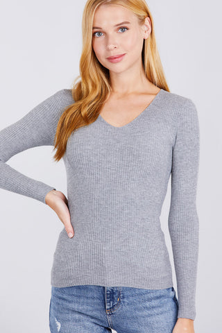 V-neck Viscose Rib Sweater Look Up Deals