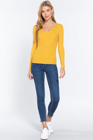 V-neck Viscose Rib Sweater Look Up Deals