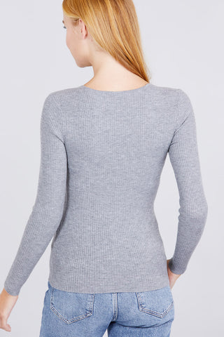 V-neck Viscose Rib Sweater Look Up Deals