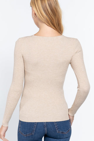 V-neck Viscose Rib Sweater Look Up Deals