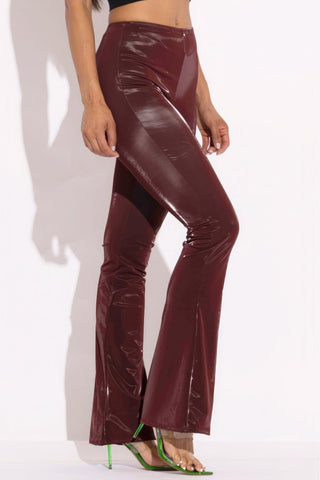 Velvet Pu Flared Pants Look Up Deals