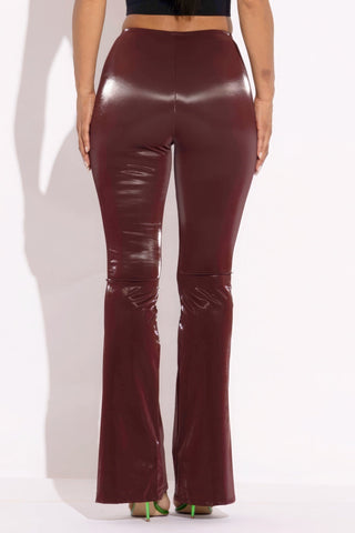 Velvet Pu Flared Pants Look Up Deals