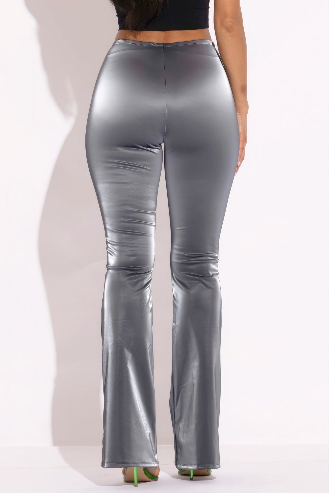 Velvet Pu Flared Pants Look Up Deals